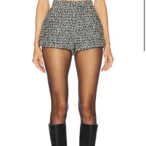 Women's Black and White Tweed Shorts